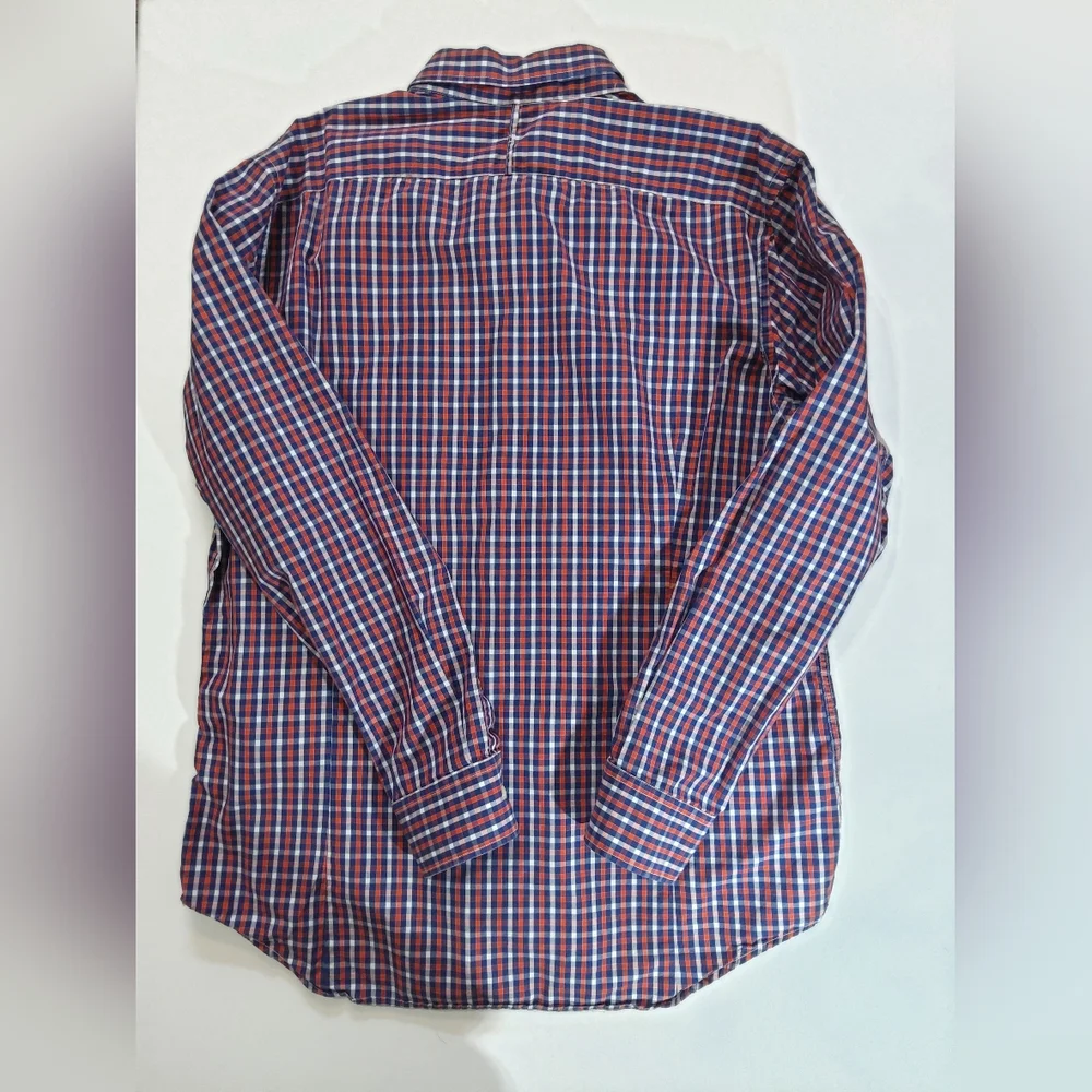 Banana Republic‎ Mens Button Down XL Red Blue Gingham Tailored Slim Fit Preppy